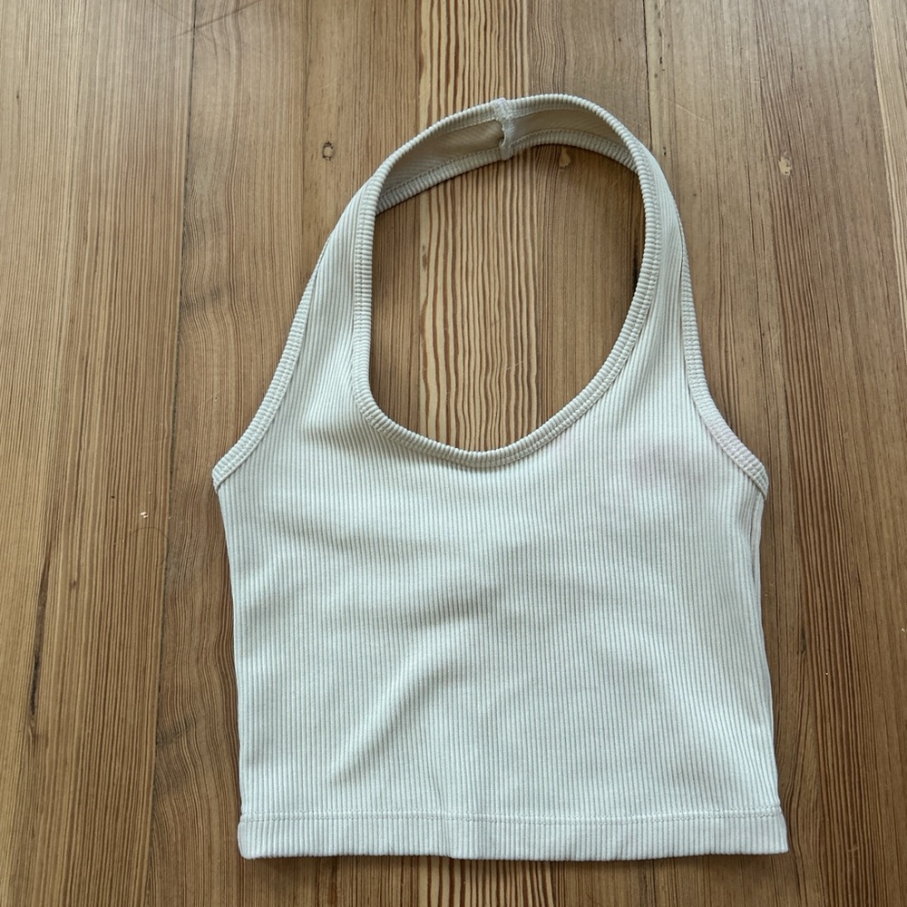 White Ribbed Halter Top